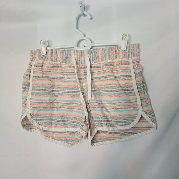 Athleta 100% Linen Striped Pull-on Shorts with Elastic waist‎ and tie closure - Picture 1 of 4